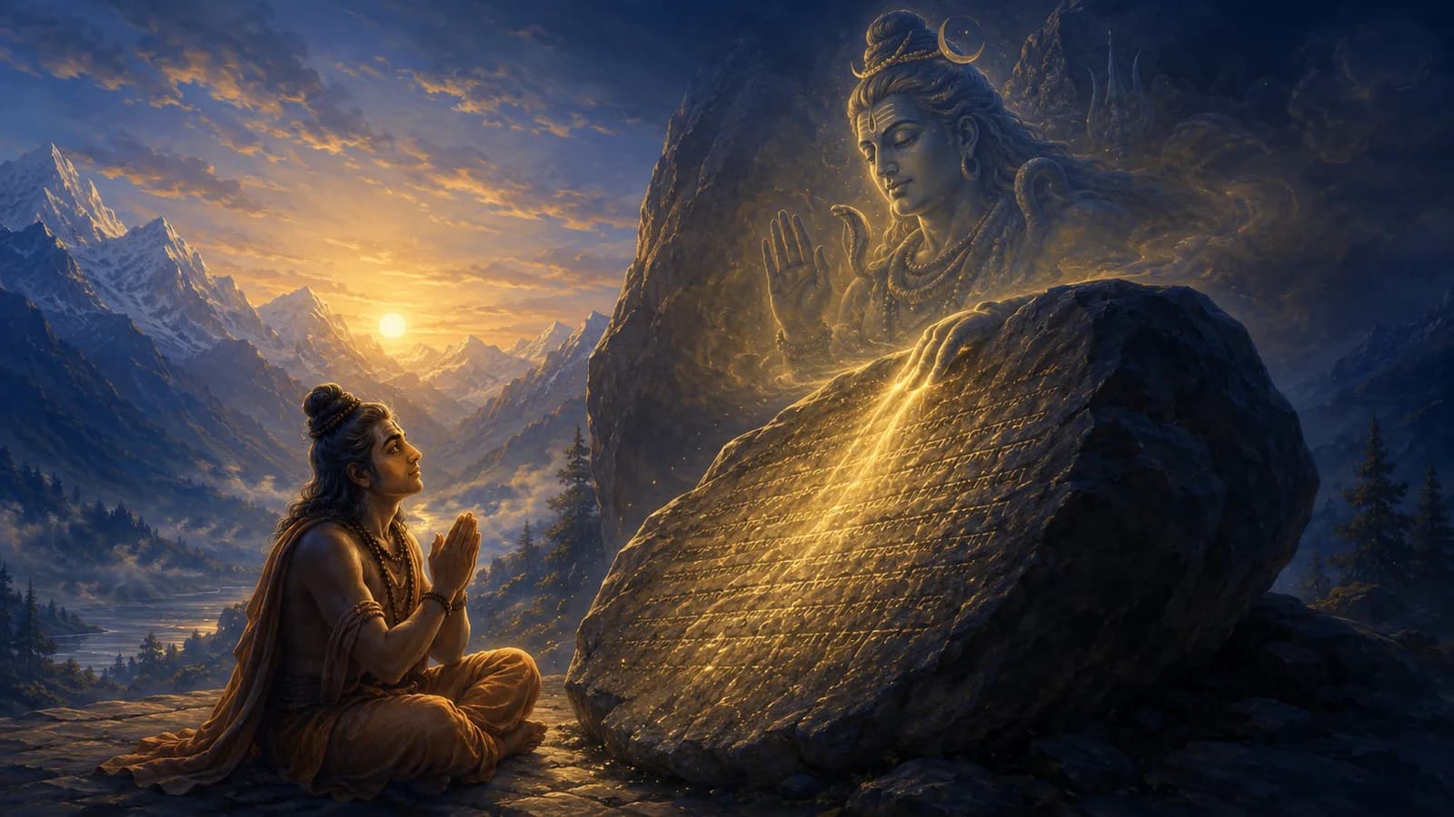 Vasugupta receiving the Shiva Sutras - Kashmir Shaivism