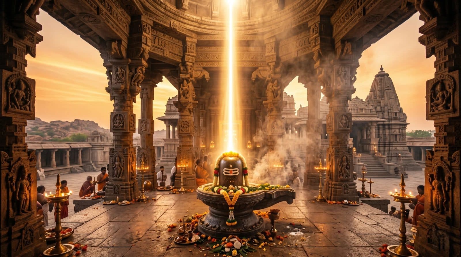 Glowing Shiva linga with divine light - 12 Jyotirlingas sacred pilgrimage