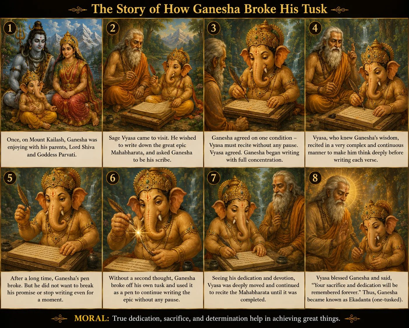 Ganesha breaks his own tusk